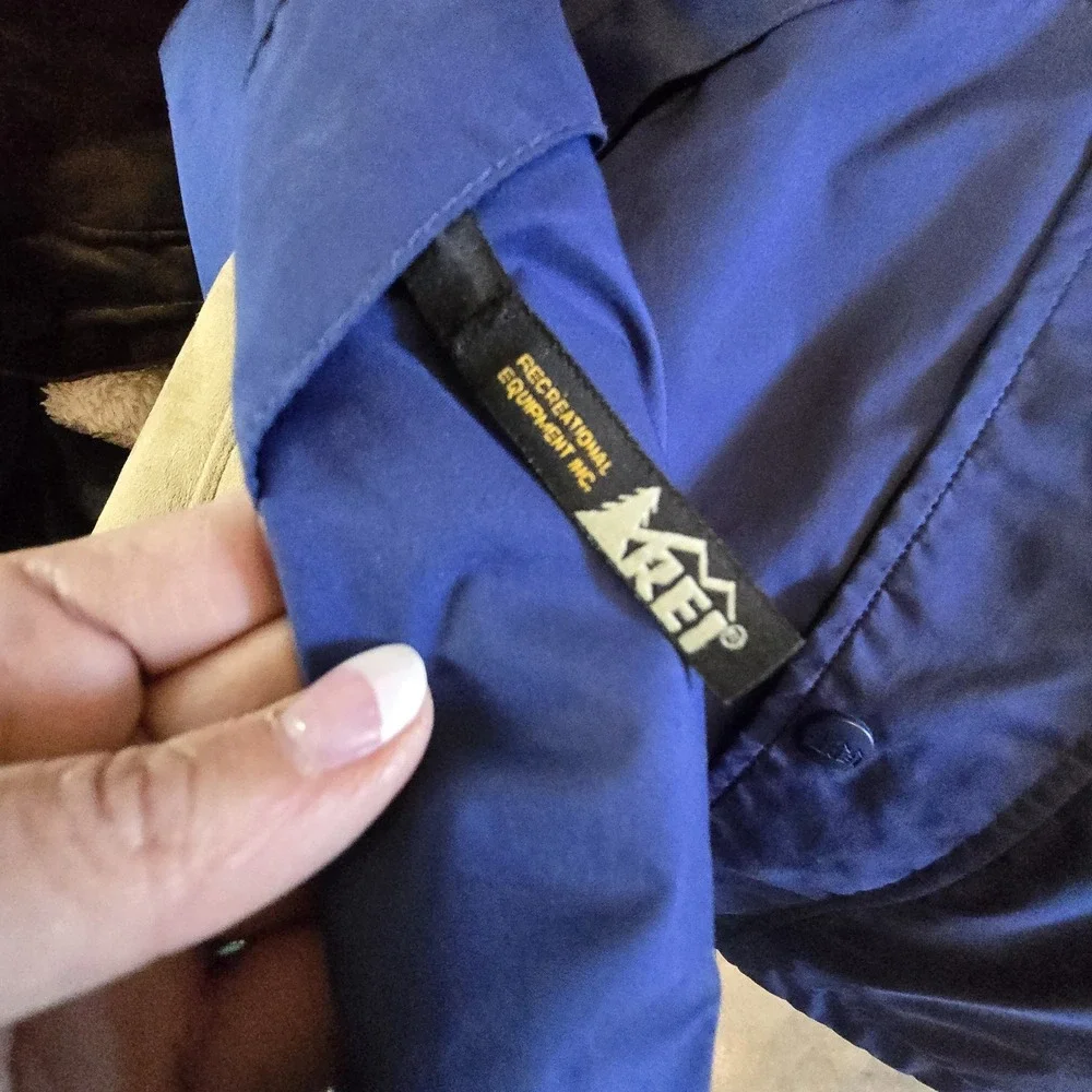 REI Elements Hooded Windbreaker Jacket Adult M Blue Rain Shell Gorpcore Outdoor